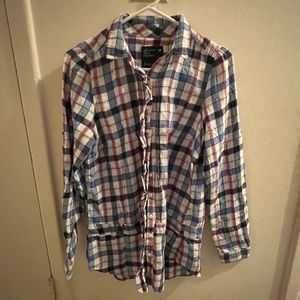 AMERICAN EAGLE OUTFITTERS flannel shirt in pink, blue and white, size 10